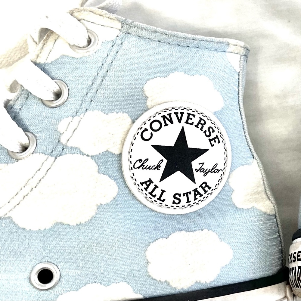 Converse Kids Sneakers - Blue and White Cloud Design